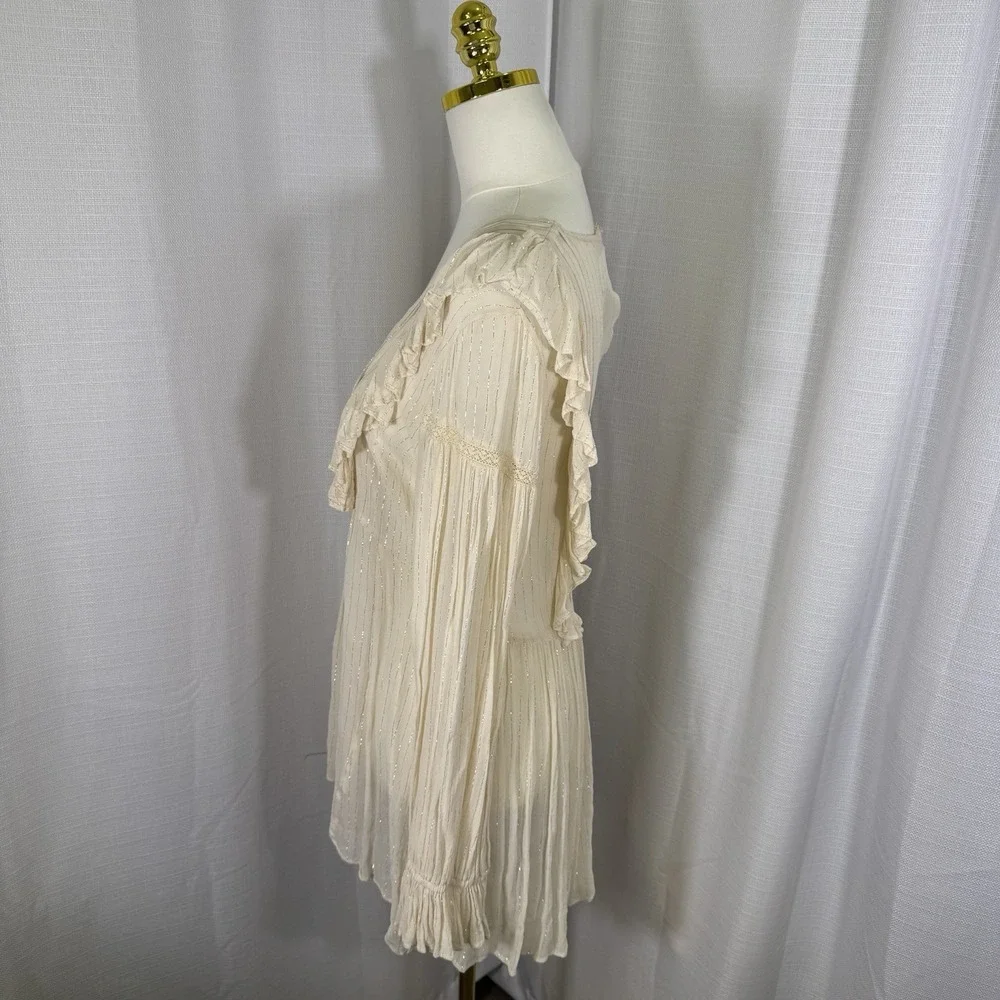 NWOT Maeve Anthropologie Ruffle Wynn Metallic Stripe Boho Peasant Flowy Size 4 - Picture 5 of 14